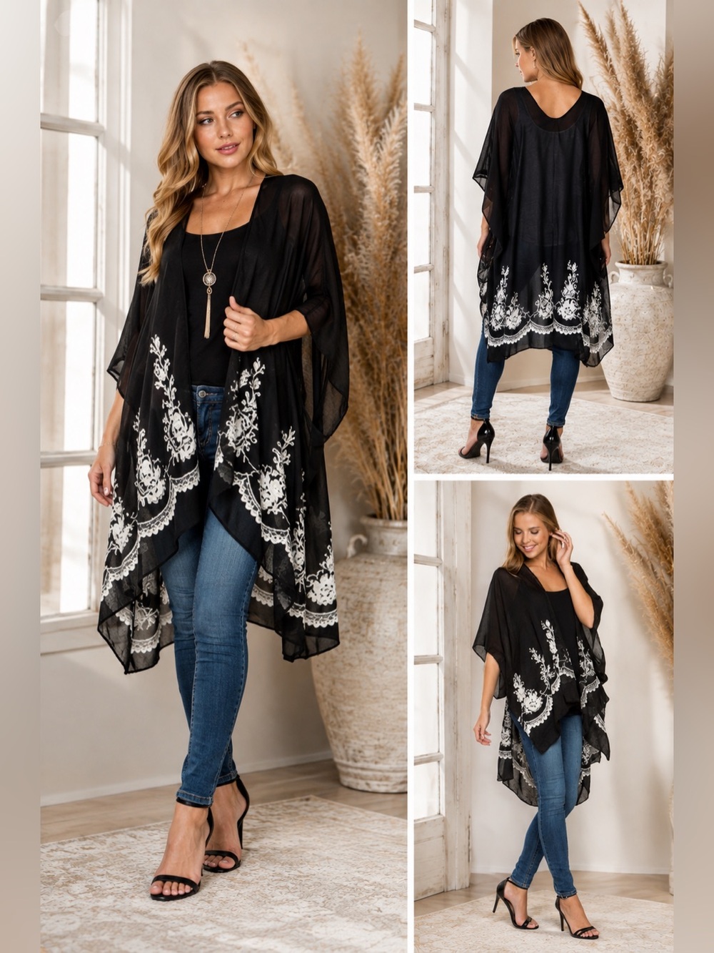 Graceful Garden Embroidered Kimono